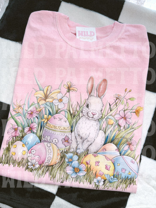 BUNNY IN A FIELD EASTER TEE XL | READY TO SHIP