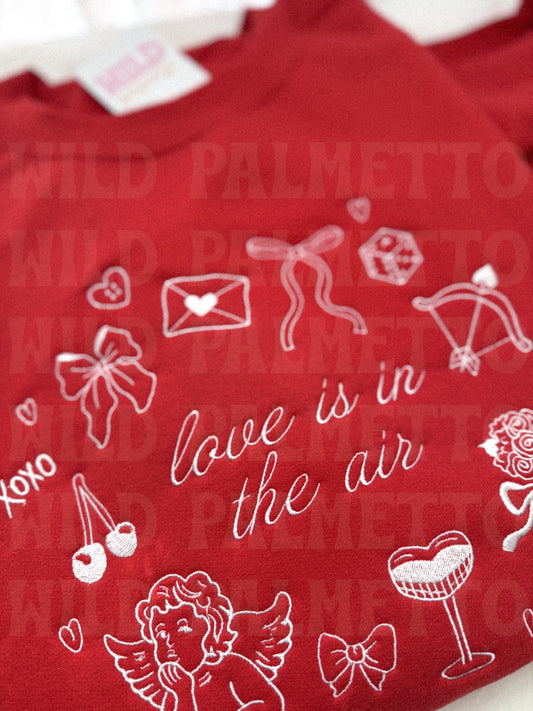 LOVE IS IN THE AIR EMBROIDERED SWEATSHIRT
