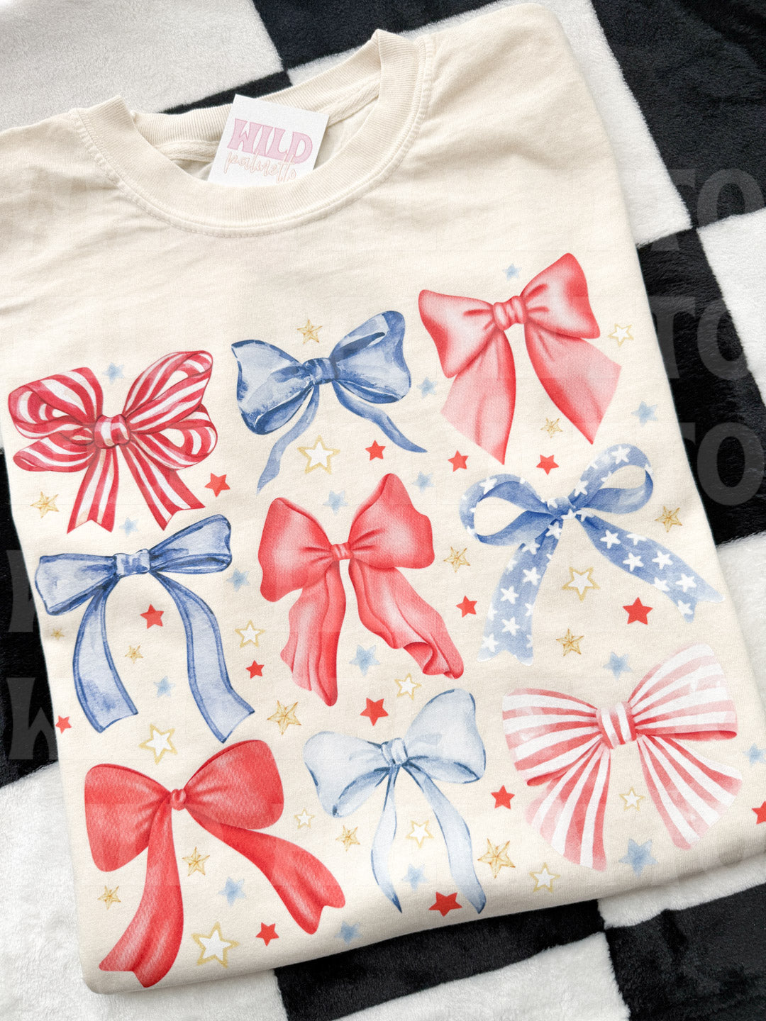 RED, WHITE, BLUE BOWS TEE