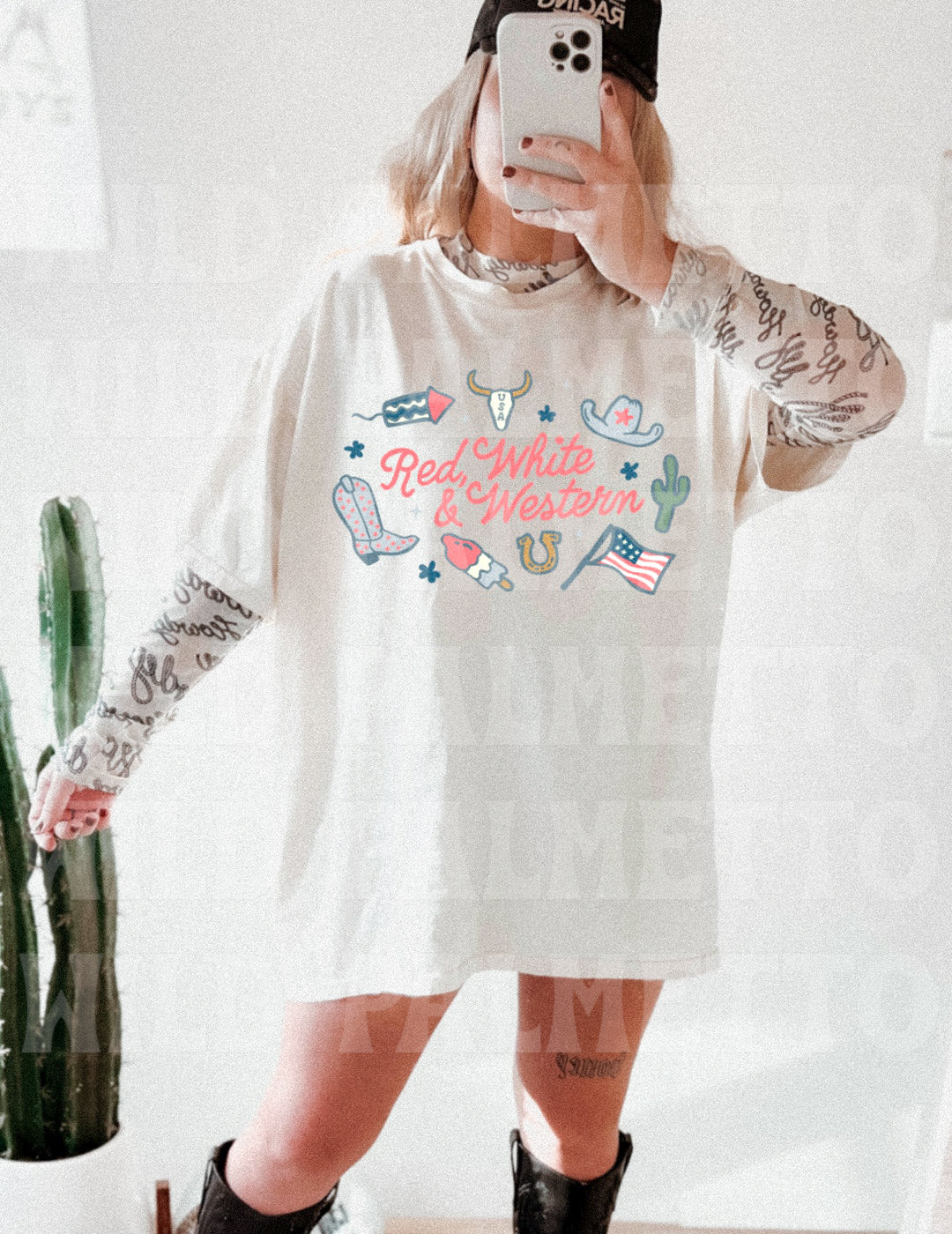 RED, WHITE & WESTERN TEE