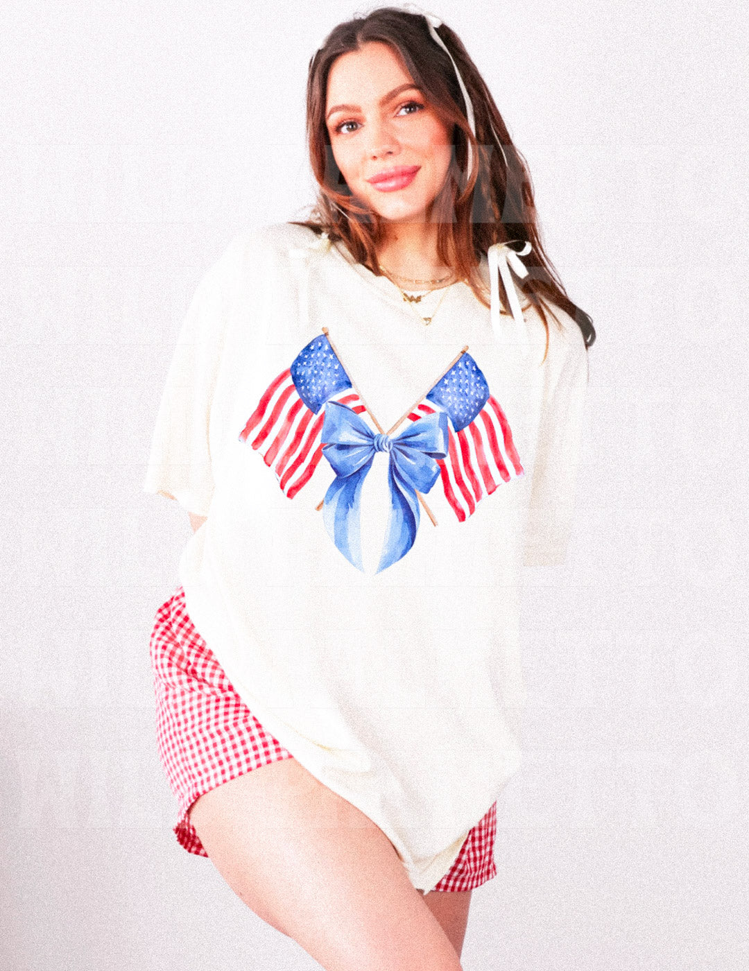 AMERICAN FLAG BOW TEE