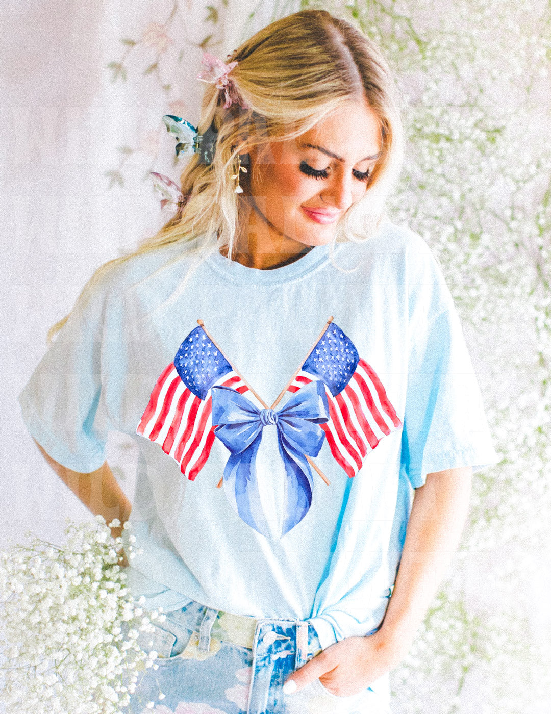 AMERICAN FLAG BOW TEE