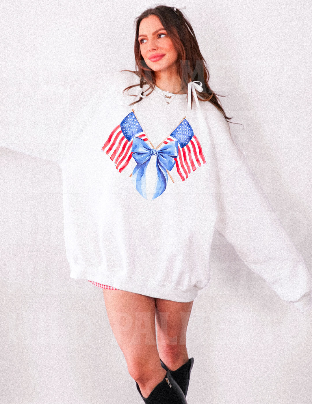 AMERICAN FLAG BOW SWEATSHIRT