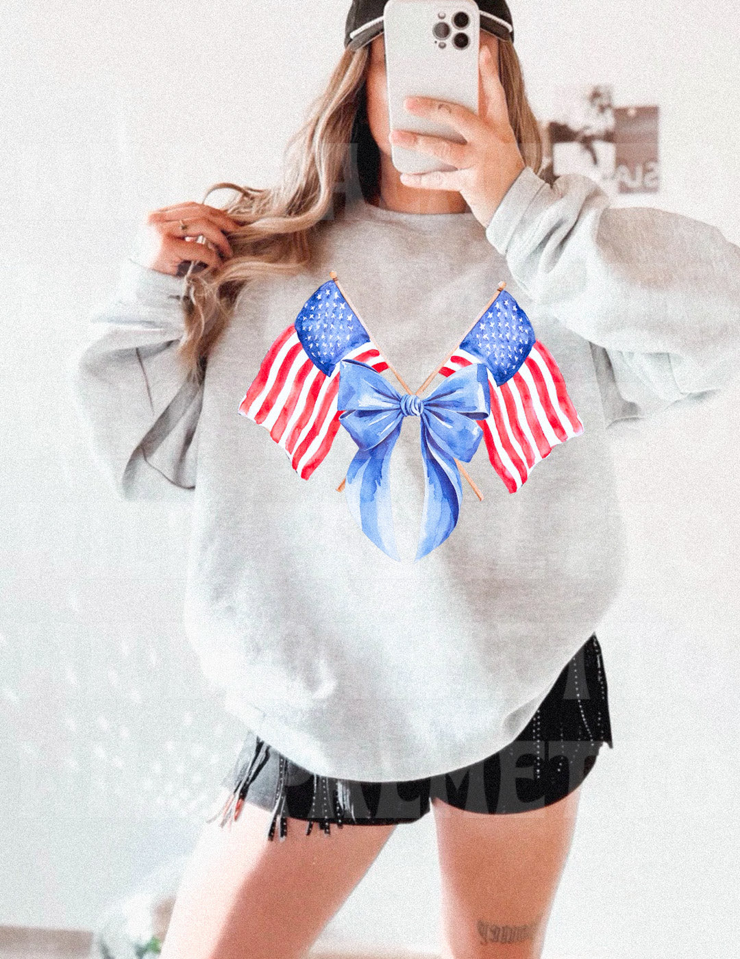 AMERICAN FLAG BOW SWEATSHIRT