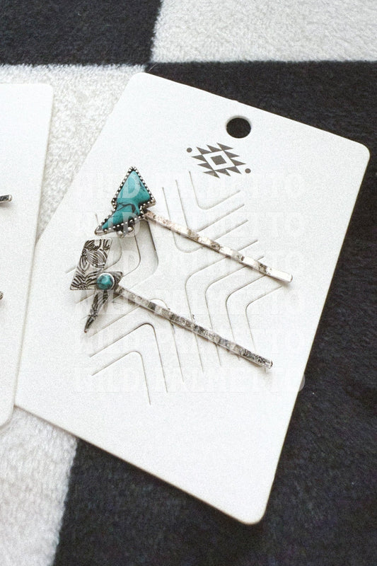 TURQUOISE BOLT HAIR PIN SET