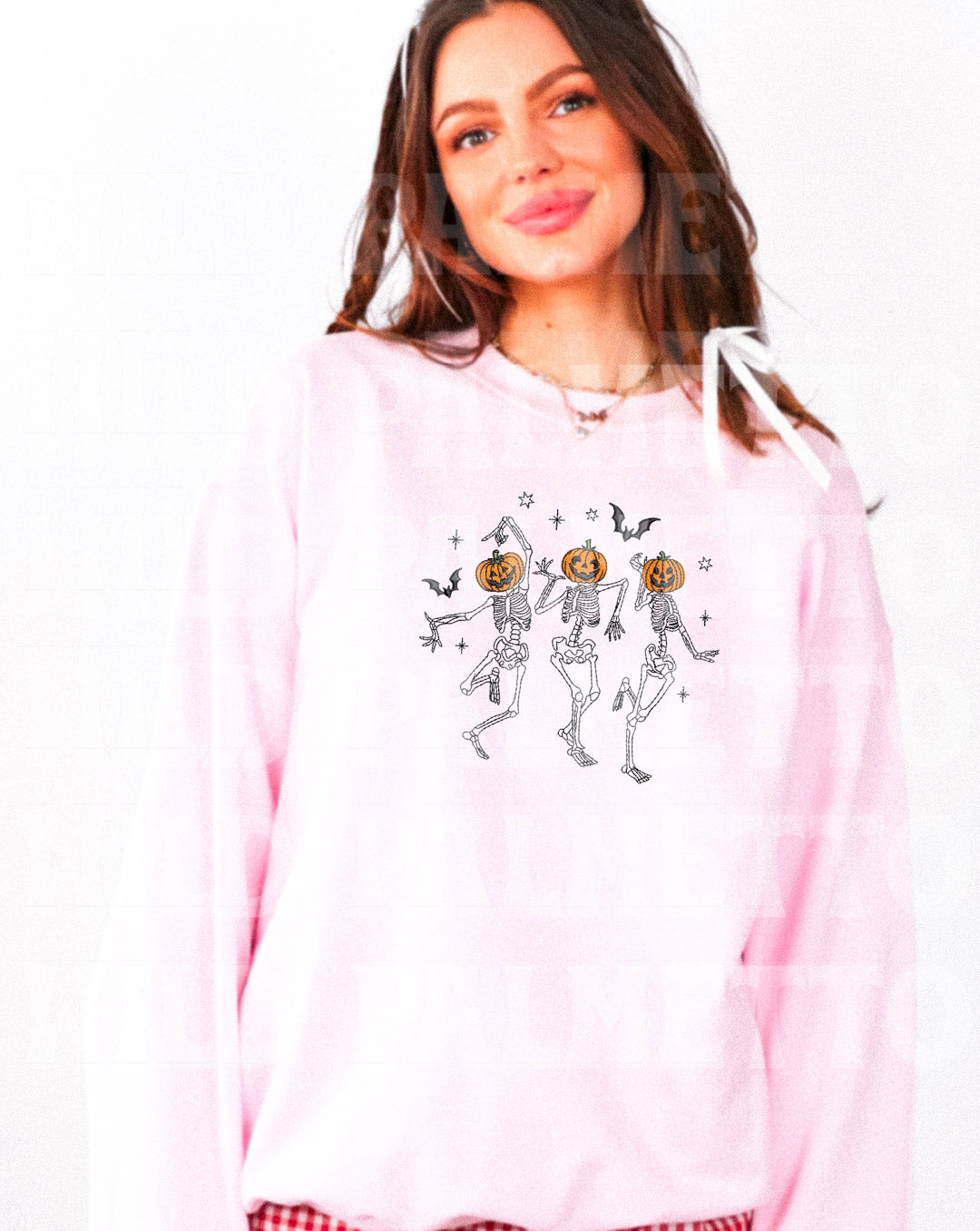 DANCING SKELLIES EMBROIDERED SWEATSHIRT