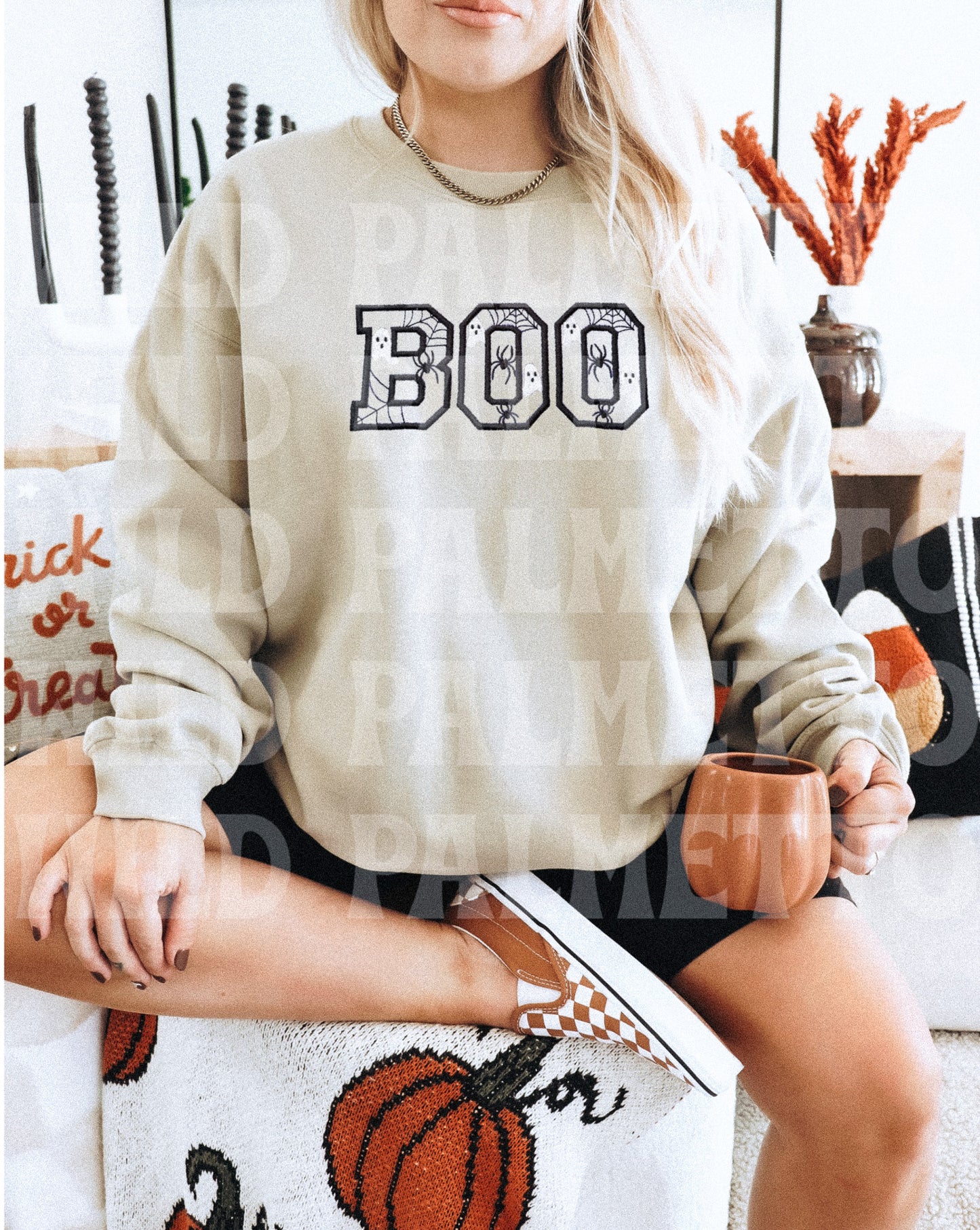 BOO EMBROIDERED SWEATSHIRT