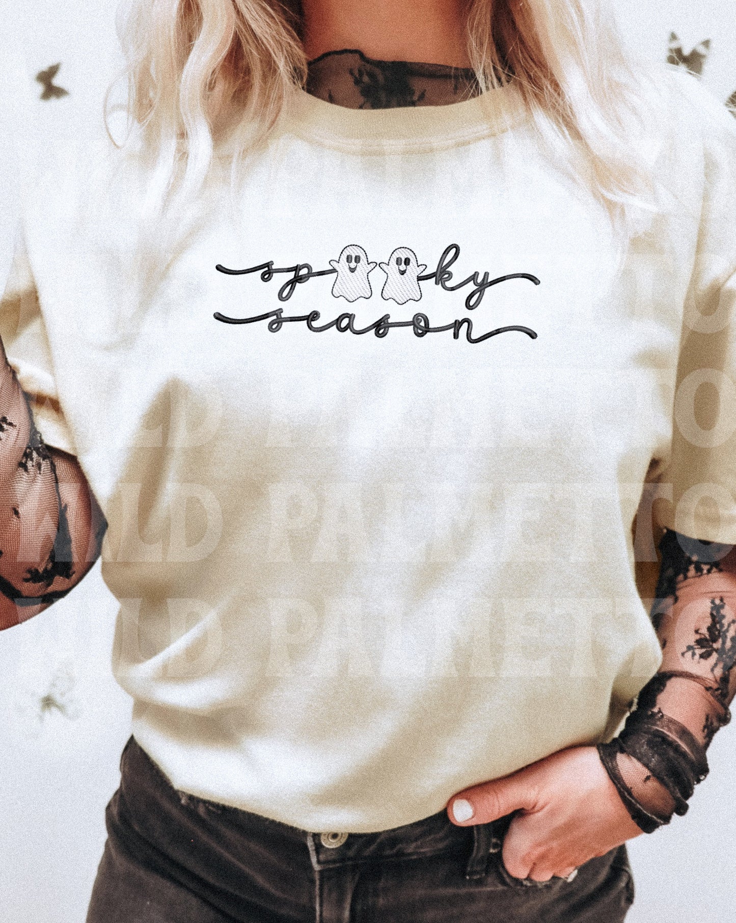 SPOOKY SEASON GHOSTS EMBROIDERED TEE