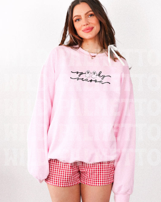 SPOOKY SEASON GHOSTS EMBROIDERED SWEATSHIRT