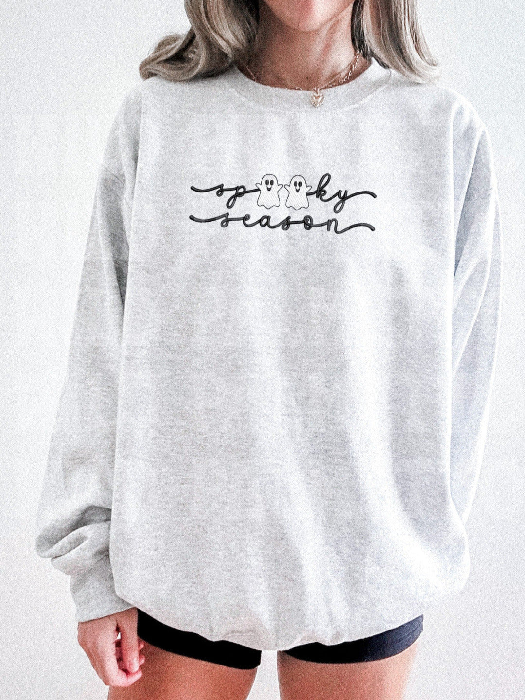 SPOOKY SEASON GHOSTS EMBROIDERED SWEATSHIRT