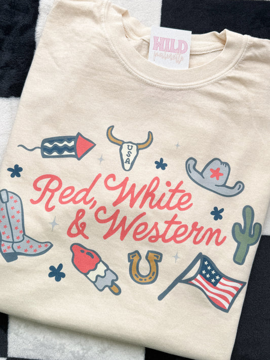 RED, WHITE & WESTERN TEE L | READY TO SHIP