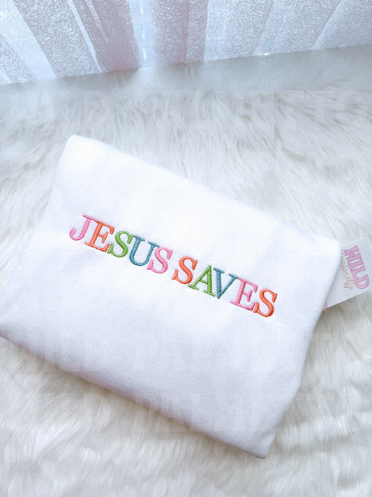 JESUS SAVES EMBROIDERED SWEATSHIRT