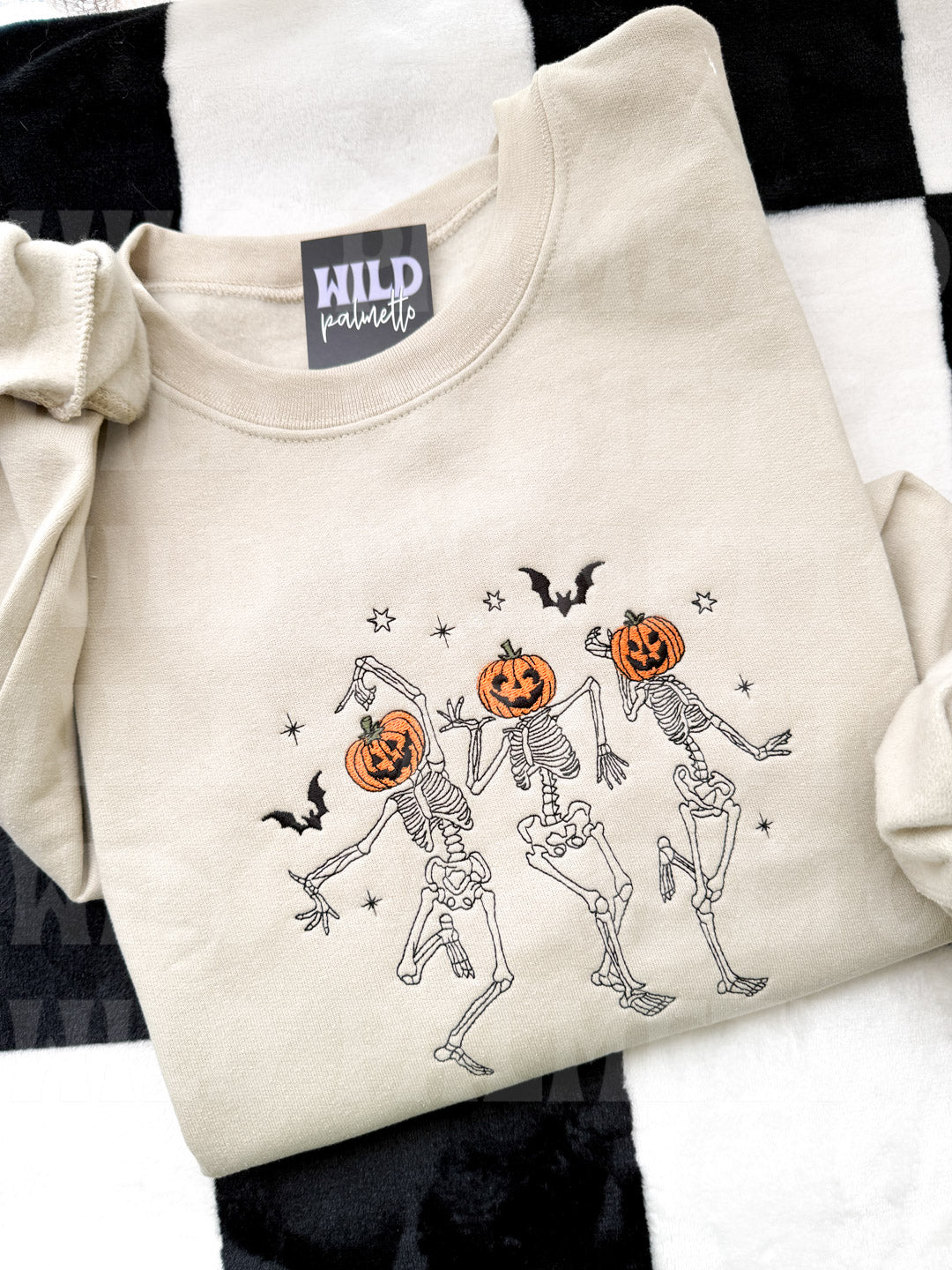 DANCING SKELLIES EMBROIDERED SWEATSHIRT