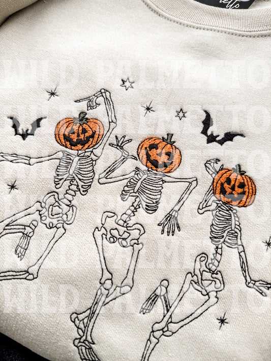 DANCING SKELLIES EMBROIDERED SWEATSHIRT
