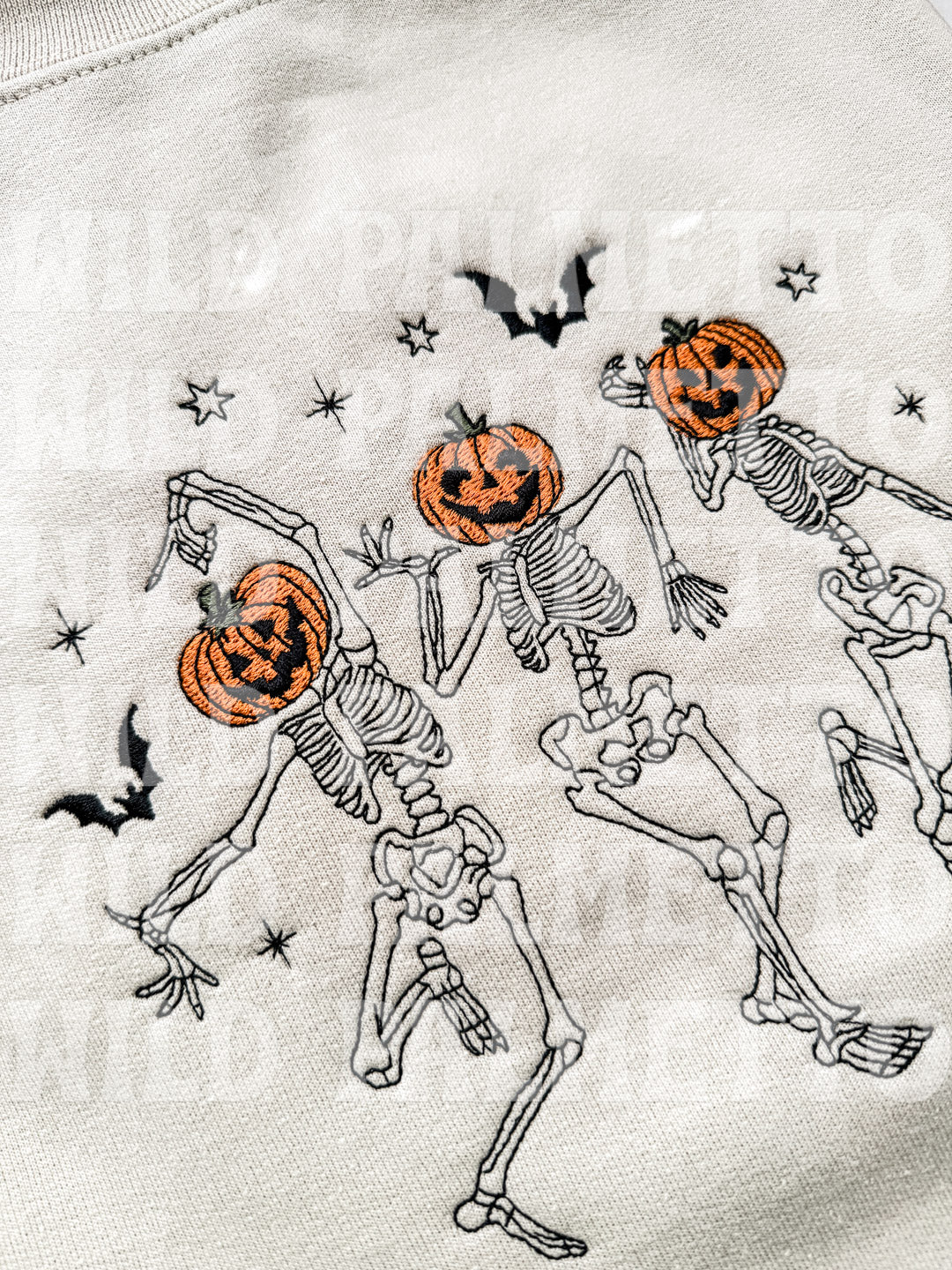 DANCING SKELLIES EMBROIDERED SWEATSHIRT