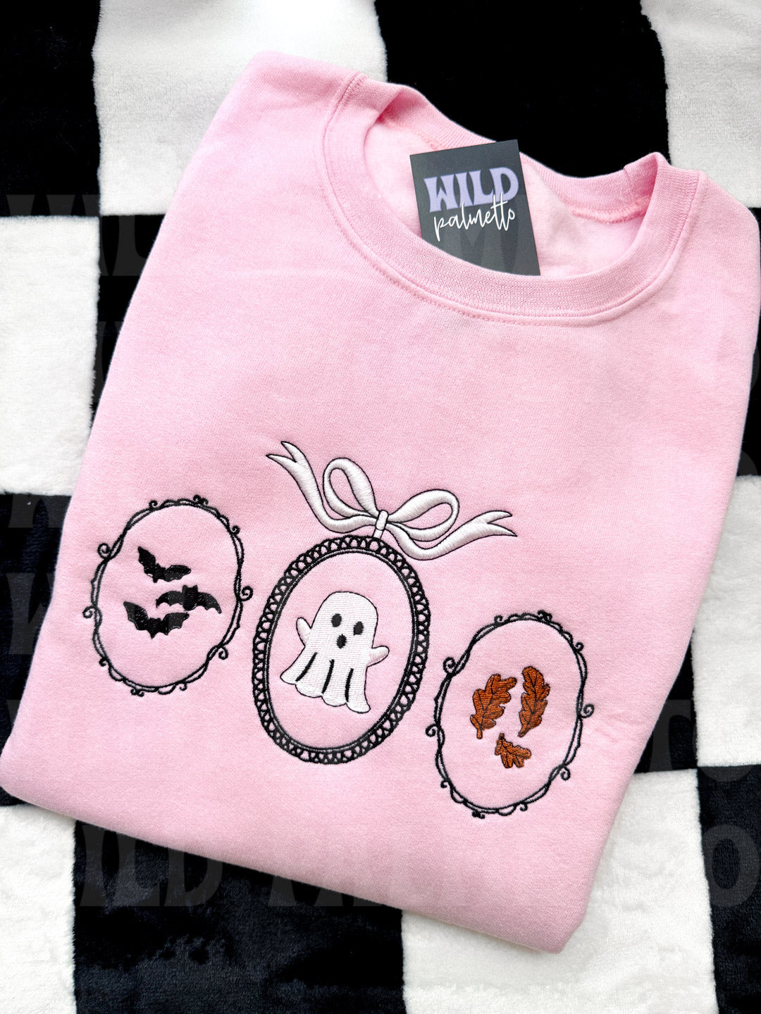 SPOOKY FRAME TRIO EMBROIDERED SWEATSHIRT