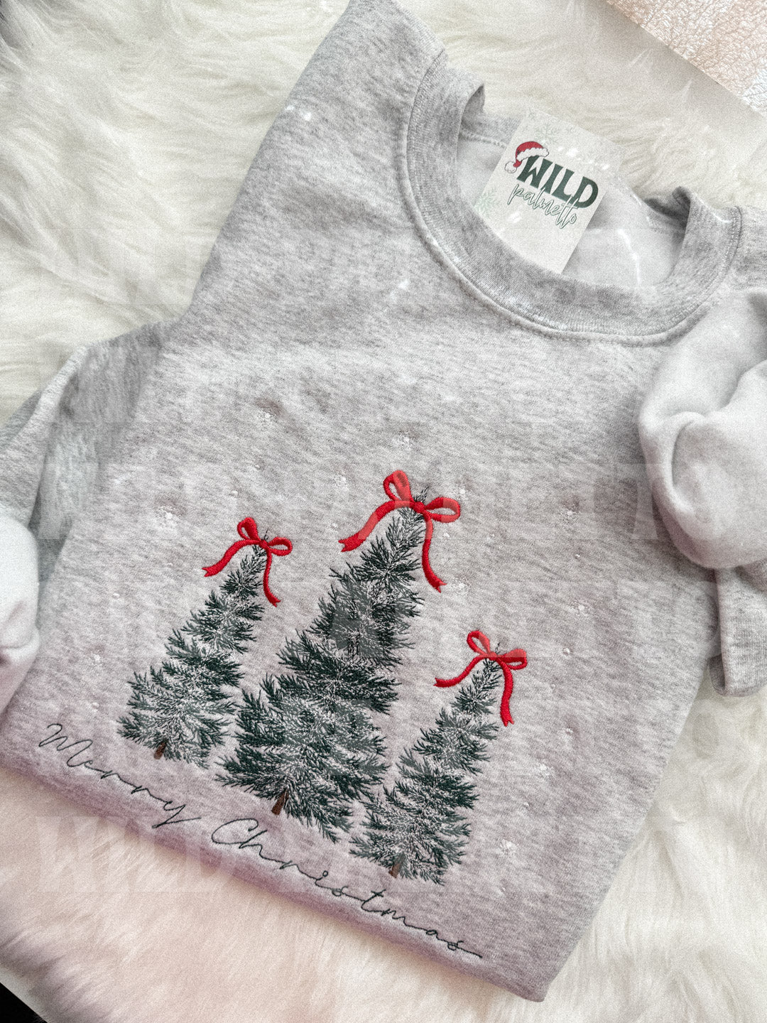 MERRY CHRISTMAS TREES EMBROIDERED SWEATSHIRT