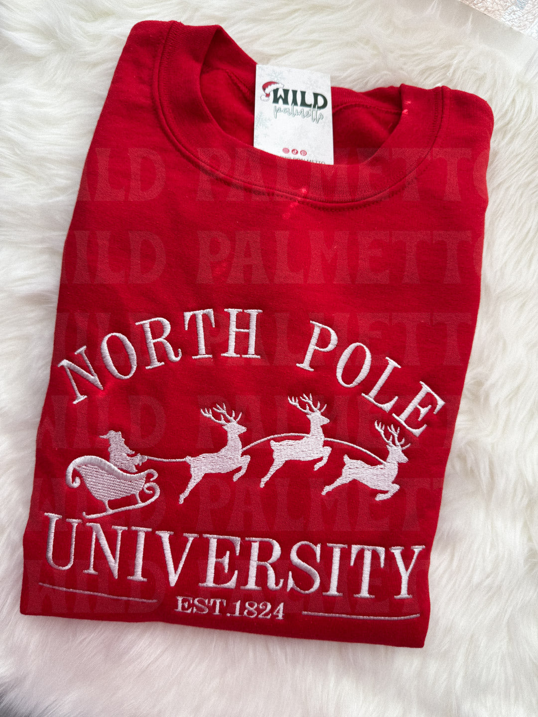 NORTH POLE UNIVERSITY EMBROIDERED SWEATSHIRT