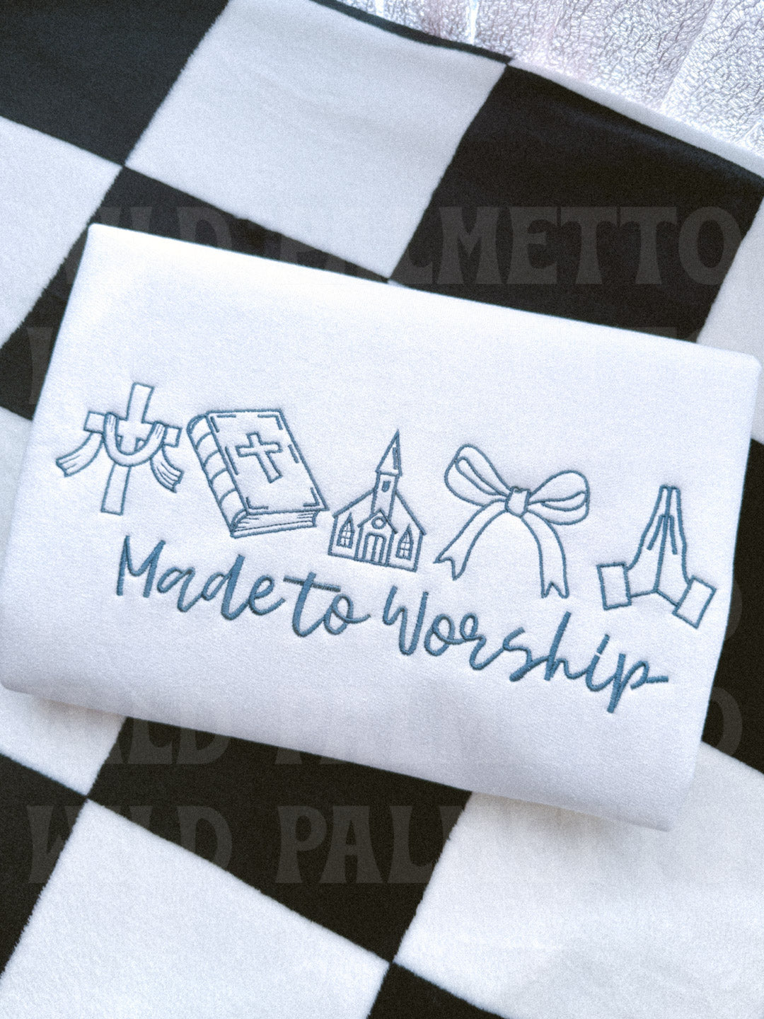 MADE TO WORSHIP EMBROIDERED SWEATSHIRT