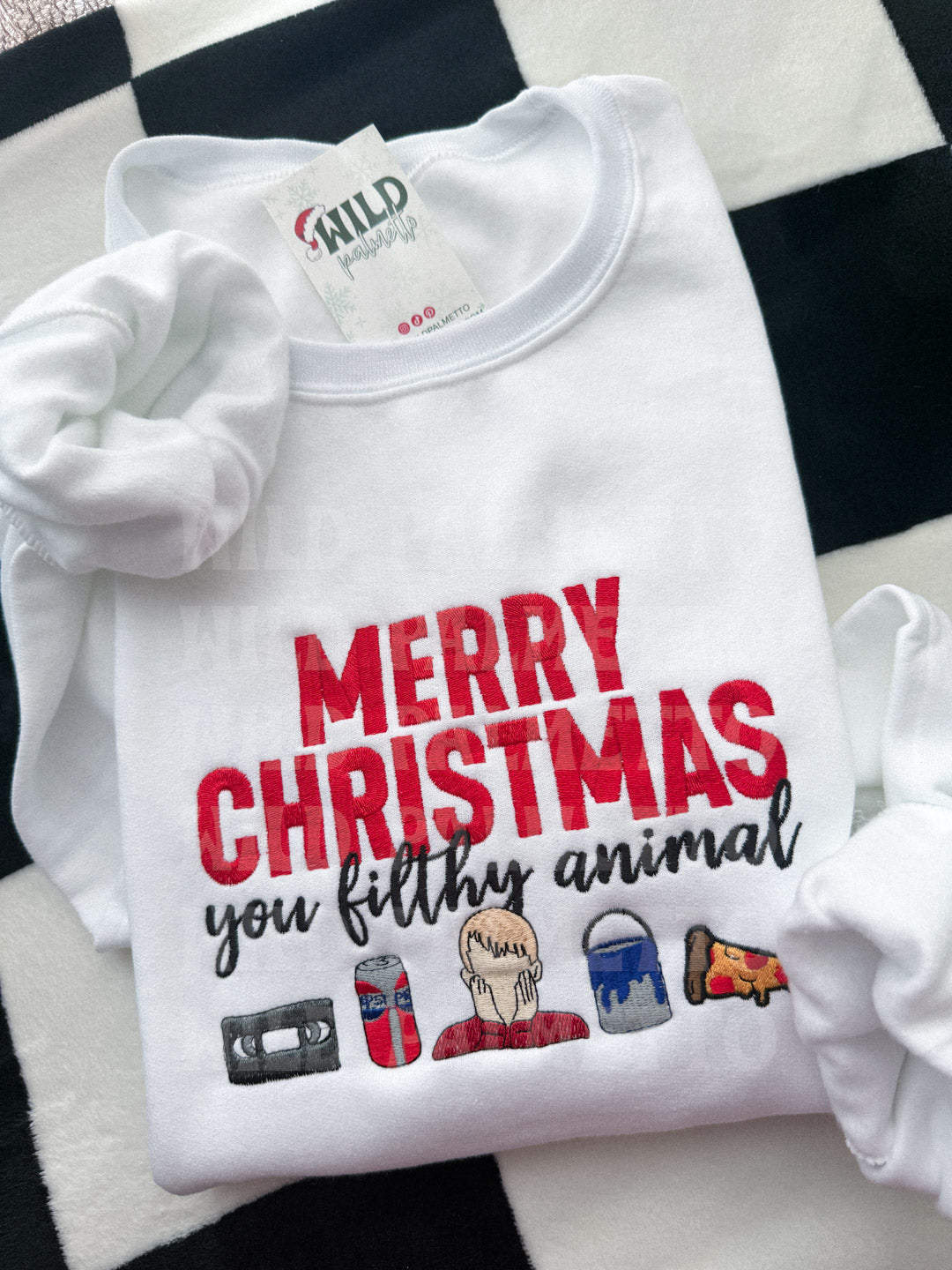 MERRY CHRISTMAS FILTHY ANIMAL EMBROIDERED SWEATSHIRT