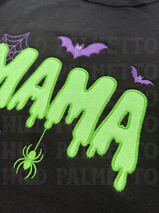 HALLOWEEN MAMA GLITTER EMBROIDERED SWEATSHIRT
