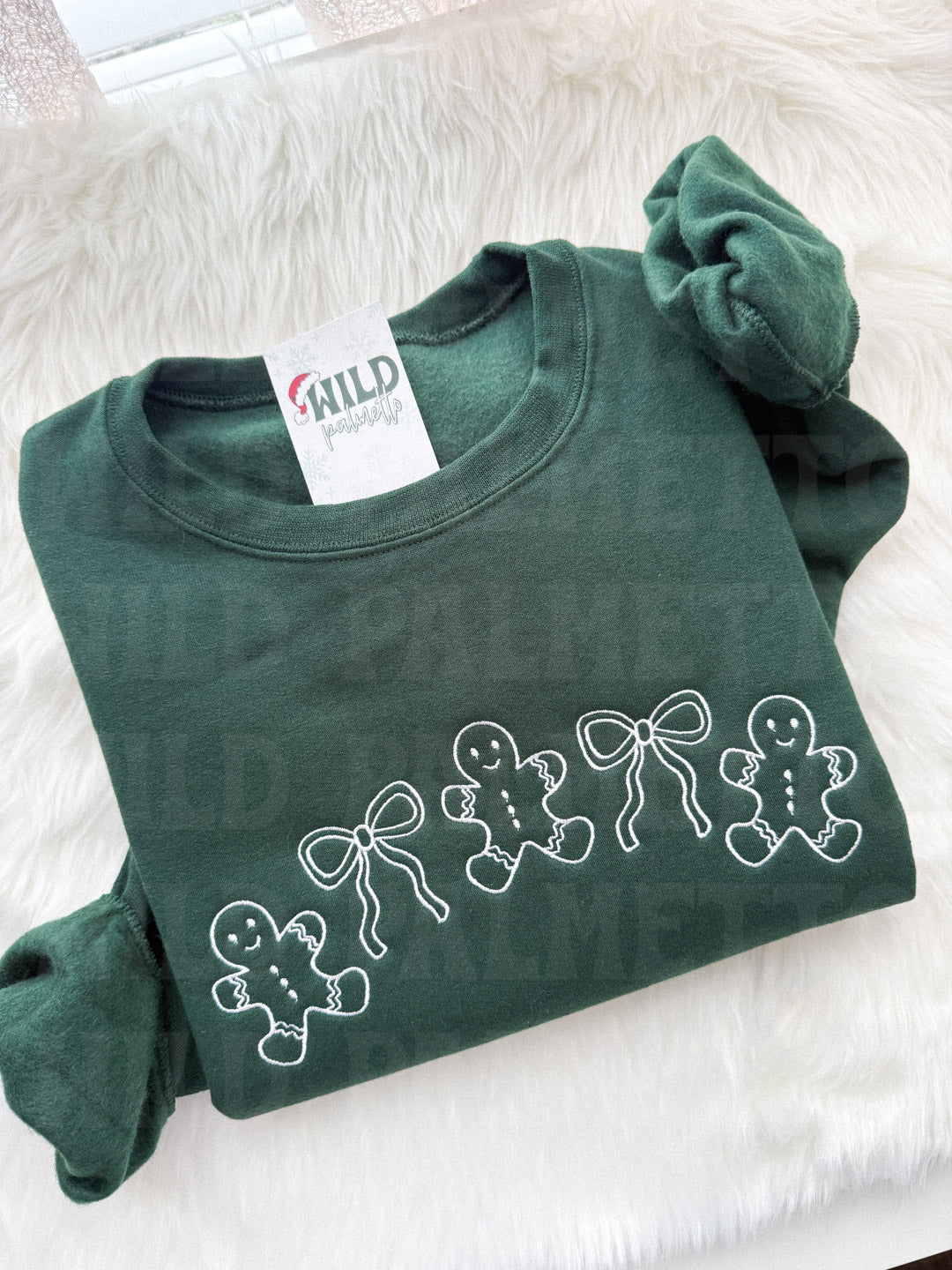 GINGERBREAD & BOWS EMBROIDERED SWEATSHIRT