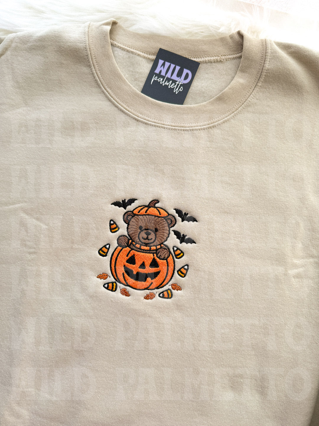 HALLOWEEN PUMPKIN BEAR EMBROIDERED SWEATSHIRT
