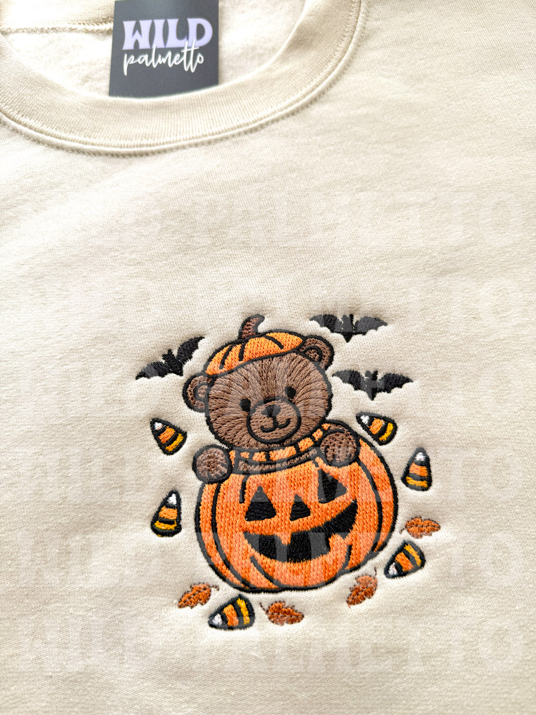 HALLOWEEN PUMPKIN BEAR EMBROIDERED SWEATSHIRT