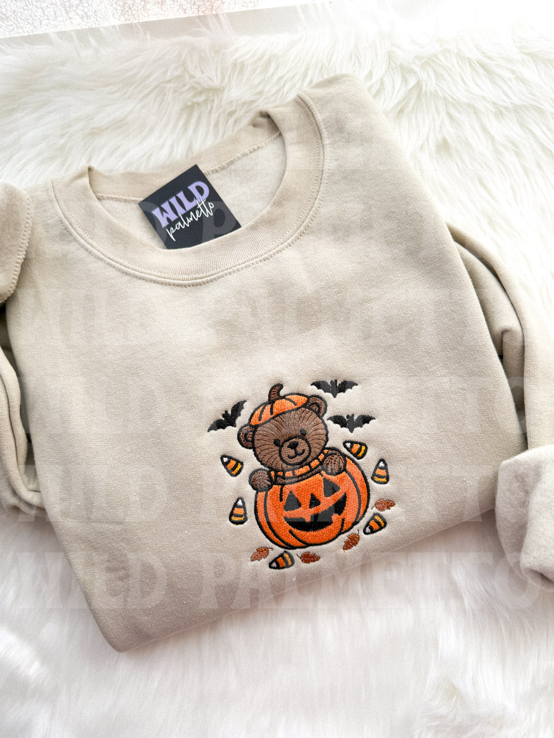 HALLOWEEN PUMPKIN BEAR EMBROIDERED SWEATSHIRT