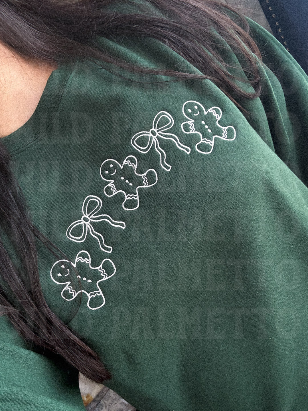 GINGERBREAD & BOWS EMBROIDERED SWEATSHIRT
