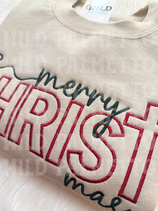 MERRY CHRISTMAS EMBROIDERED SWEATSHIRT