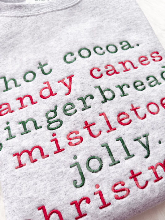CHRISTMAS PHRASES EMBROIDERED SWEATSHIRT