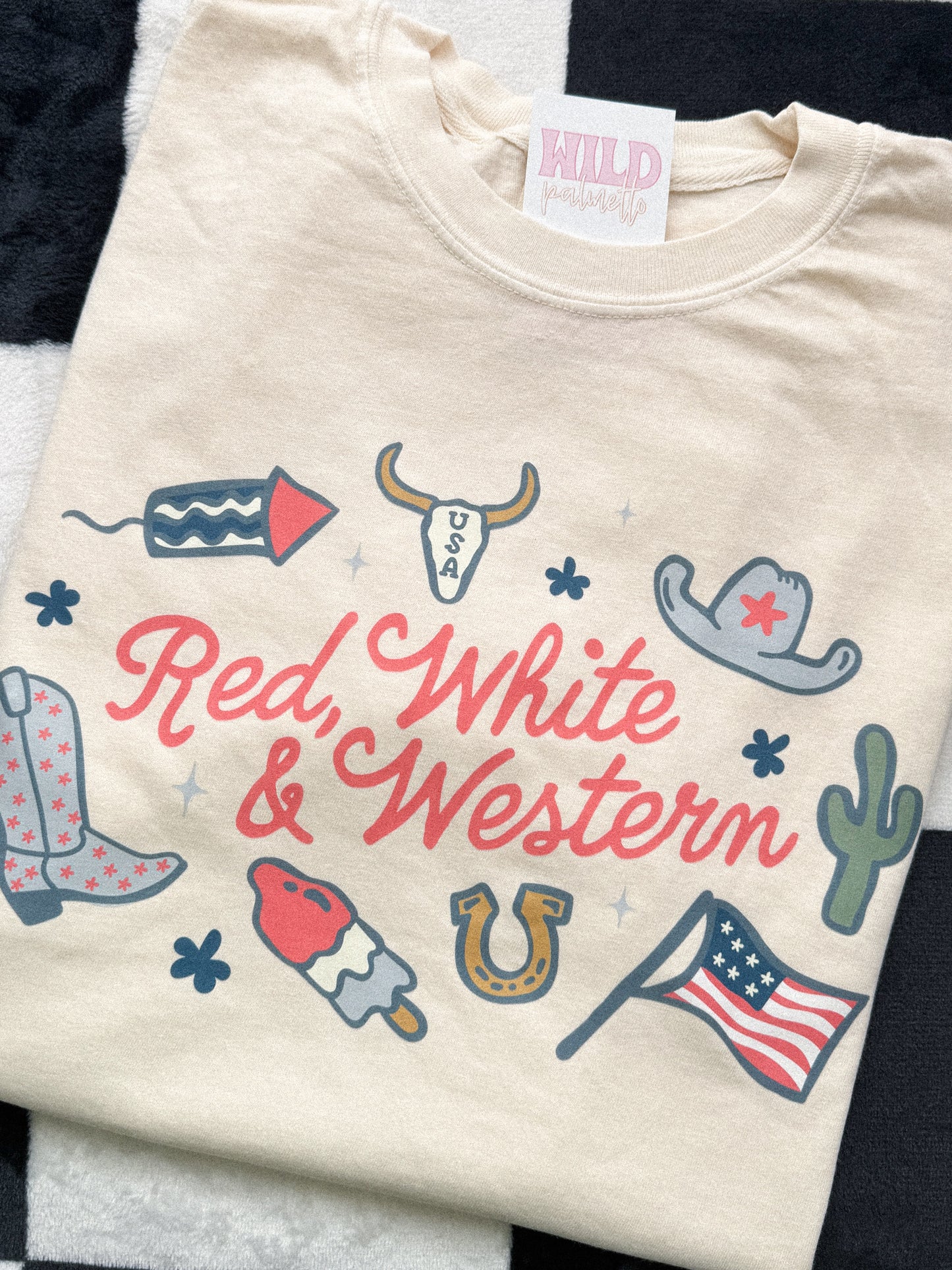 RED, WHITE & WESTERN TEE