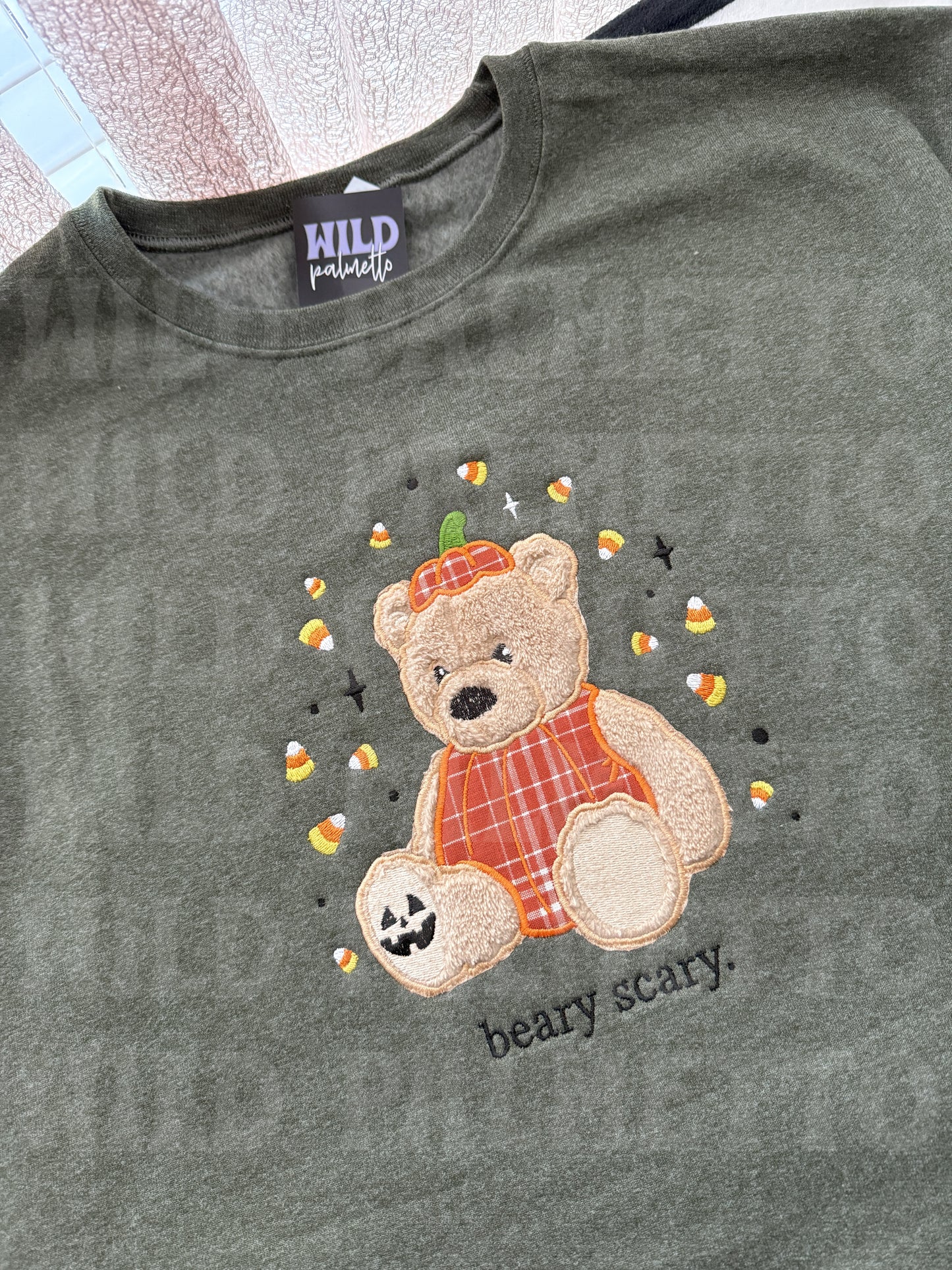 BEARY SCARY EMBROIDERED SWEATSHIRT