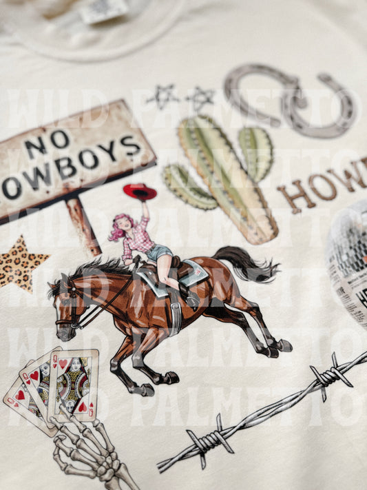 NO COWBOYS WESTERN COLLAGE TEE