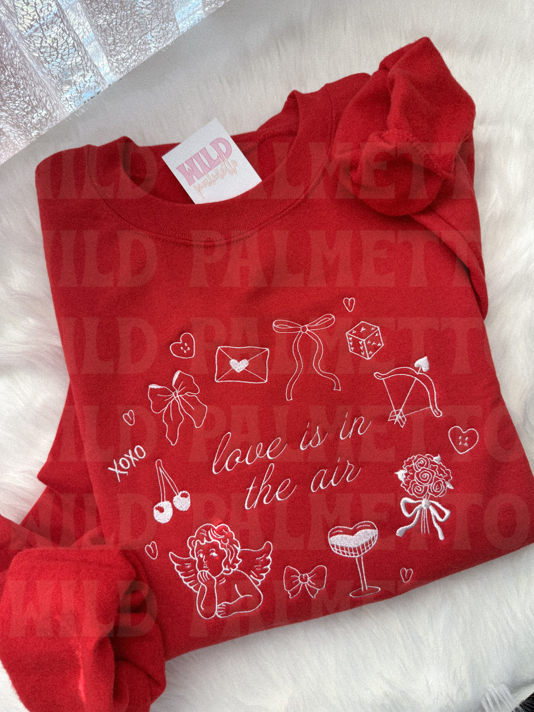 LOVE IS IN THE AIR EMBROIDERED SWEATSHIRT *CUSTOMIZABLE*