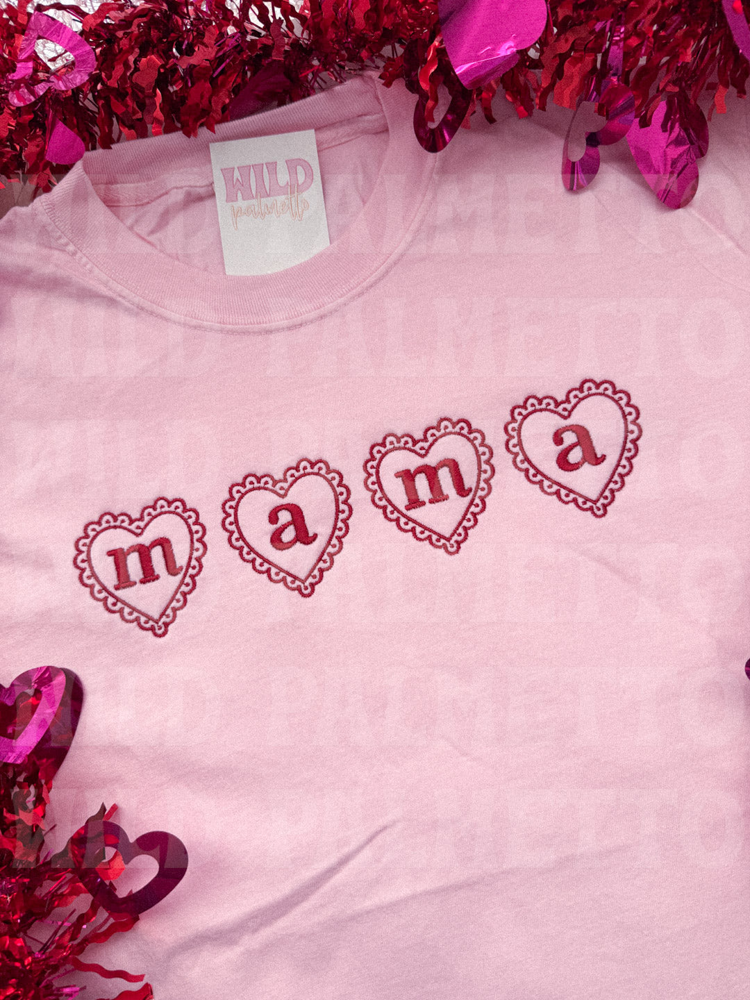 MAMA LACE HEART EMBROIDERED TEE *CUSTOMIZABLE*