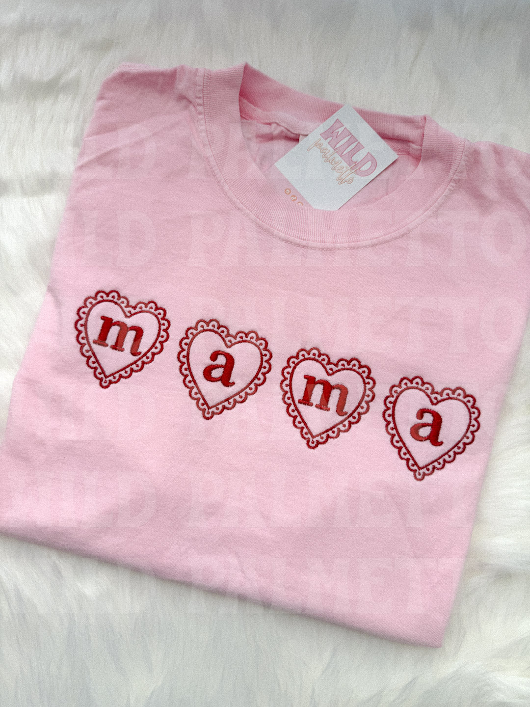 MAMA LACE HEART EMBROIDERED TEE *CUSTOMIZABLE*