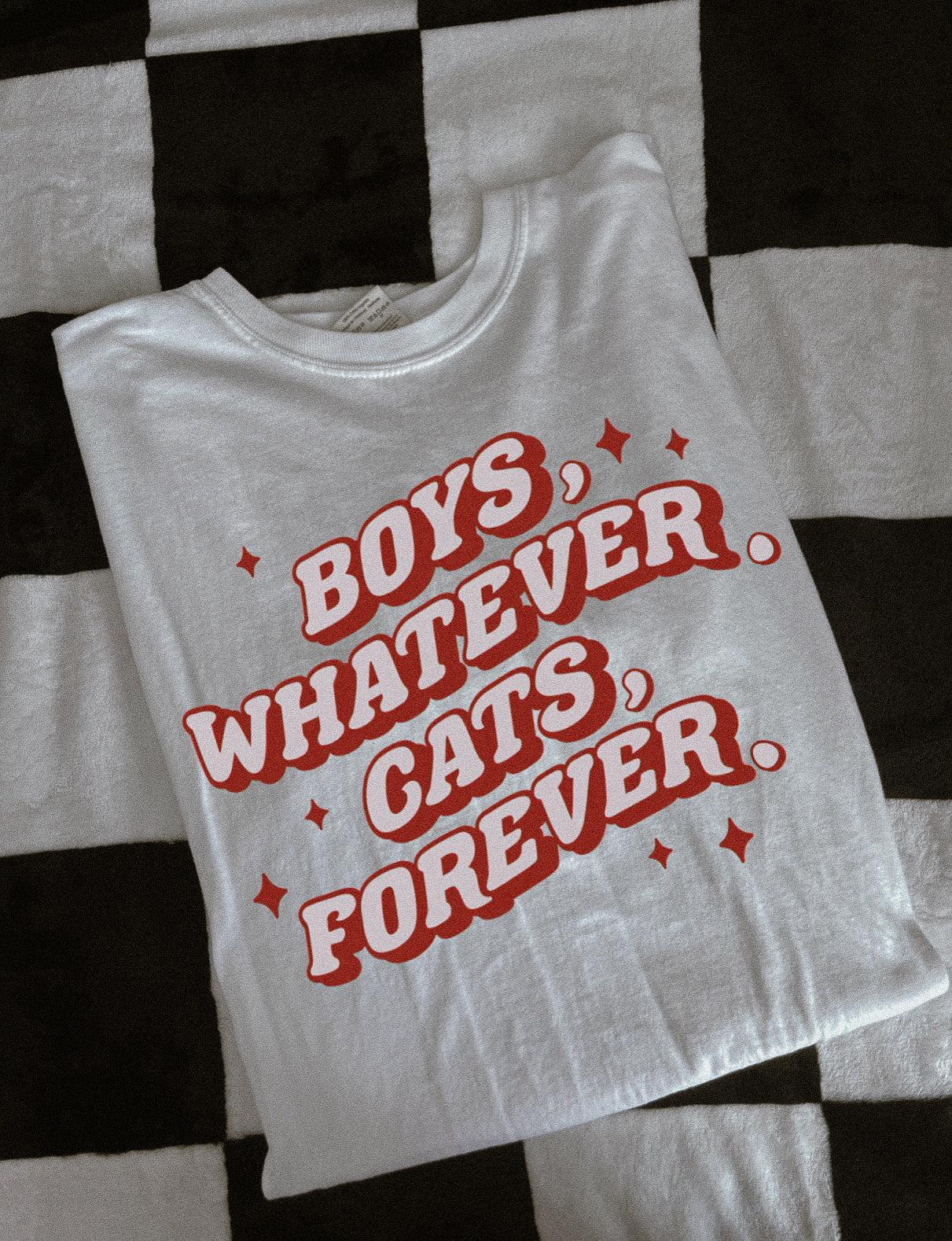 BOYS WHATEVER, CATS FOREVER TEE