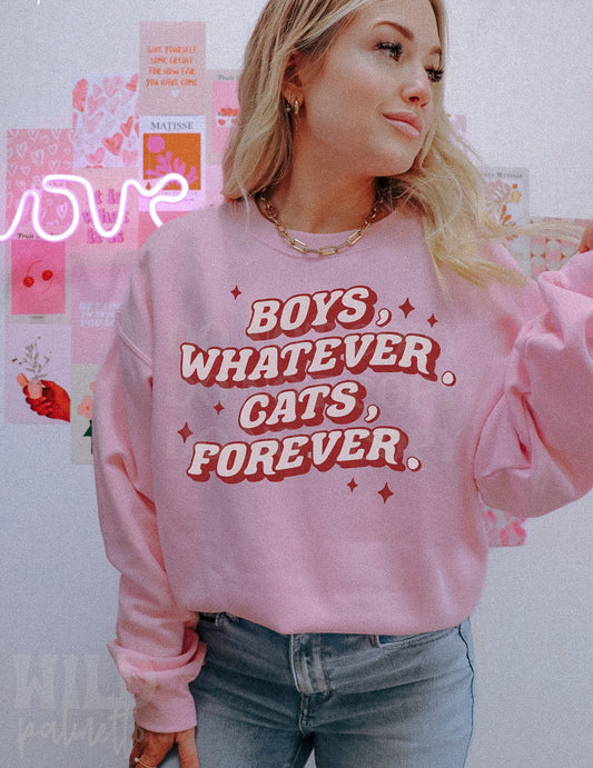 BOYS WHATEVER, CATS FOREVER SWEATSHIRT