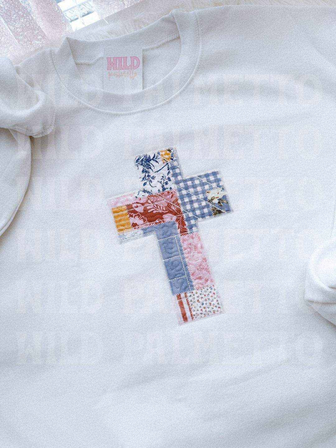 PATCHWORK CROSS EMBROIDERED SWEATSHIRT