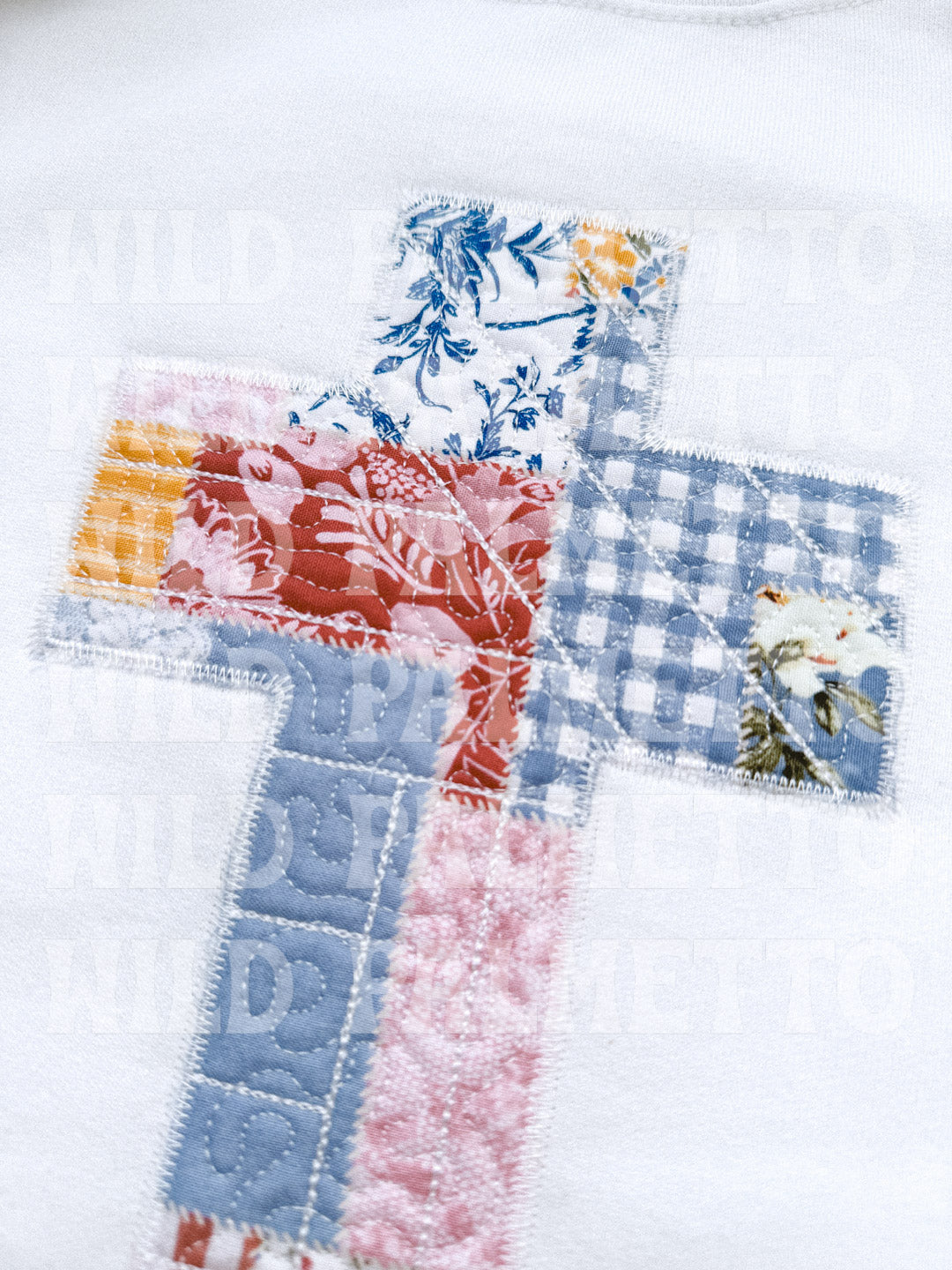 PATCHWORK CROSS EMBROIDERED SWEATSHIRT