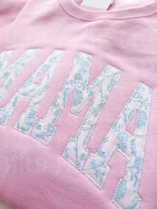 MAMA EMBROIDERED SWEATSHIRT *TEXT + FABRIC CUSTOMIZABLE*