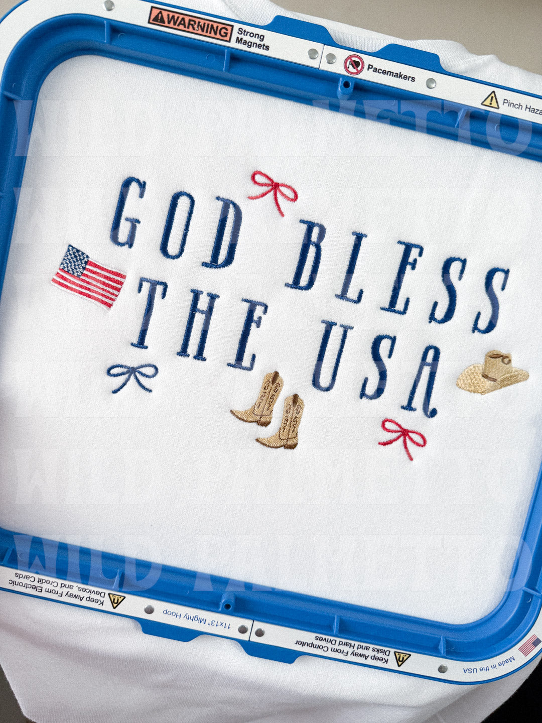 GOD BLESS THE USA EMBROIDERED SWEATSHIRT