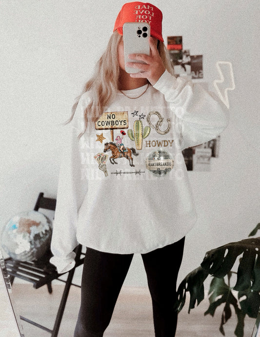 NO COWBOYS WESTERN COLLAGE SWEATSHIRT