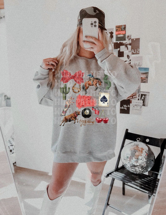 OUT WEST LUCKY WESTERN COLLAGE SWEATSHIRT