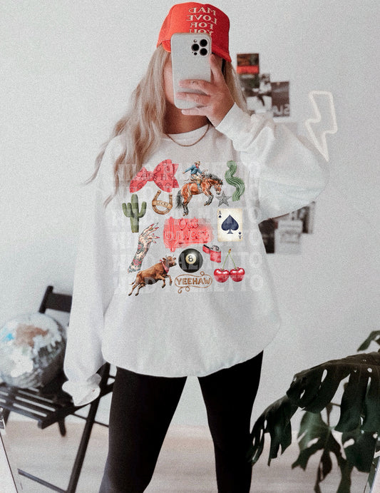 OUT WEST LUCKY WESTERN COLLAGE SWEATSHIRT