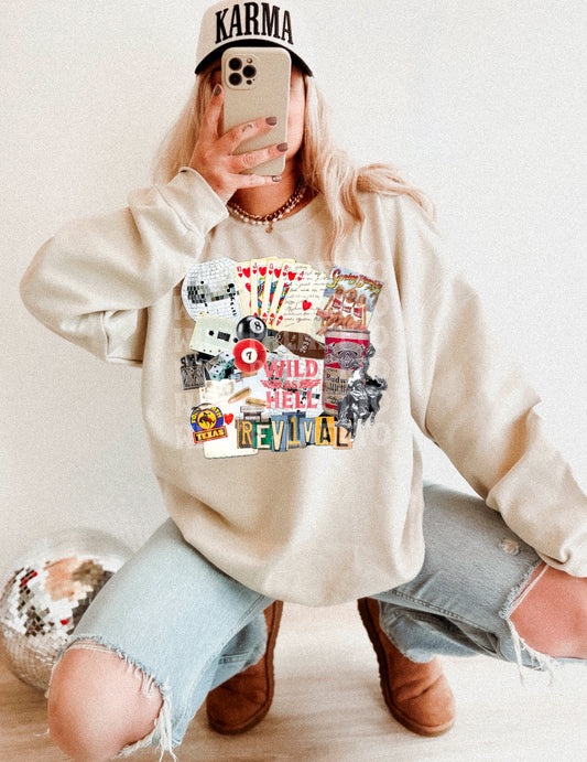 WILD AS HELL COLLAGE SWEATSHIRT