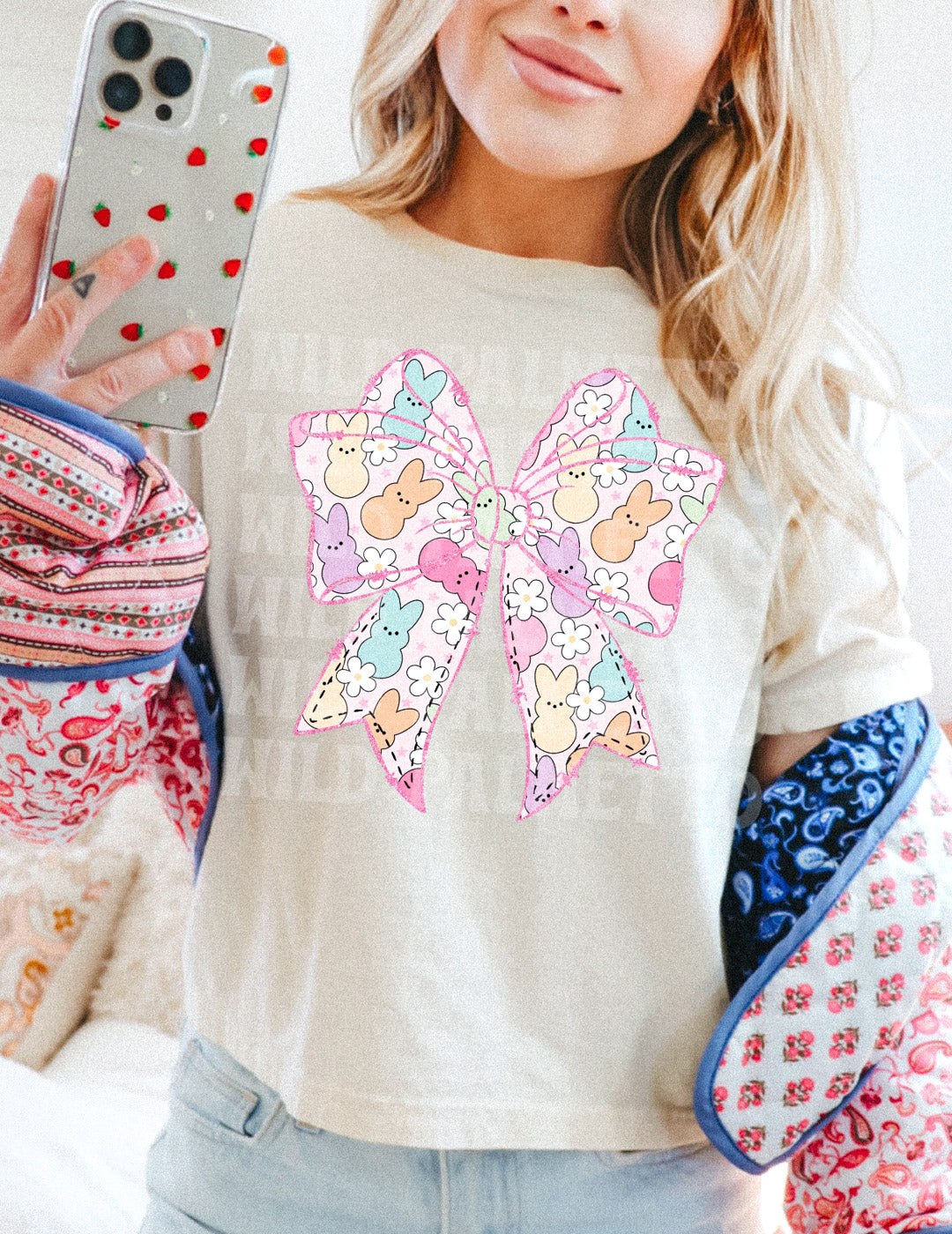 PINK EASTER BOW TEE