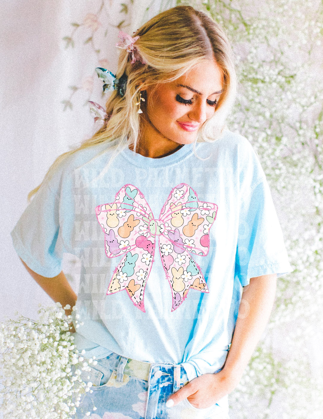 PINK EASTER BOW TEE